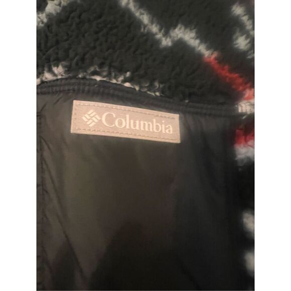 Columbia Women's L West Bend 1/4 Zip Fuzzy Pullover Red Black Faire Isle Ski New - Picture 14 of 16